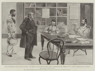 The Equivalent of Six British Officers, Mr Marks, the Suspected Boer Agent, interrogated by Captain Percy Scott, Commandant of Durban